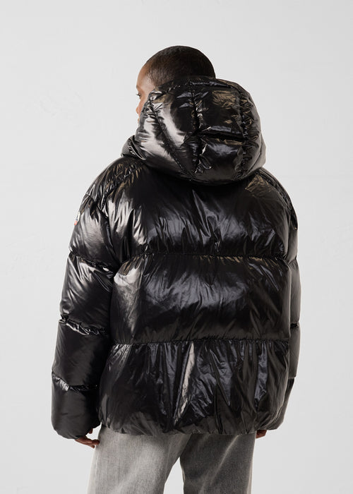 Great cold puffer padded jacket, shiny Black Quinn shiny - JOTT UK - 4