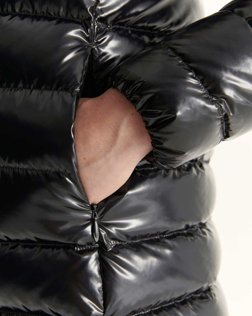 Grand Froid Perle Black lacquered mid-length jacket - JOTT UK - 5
