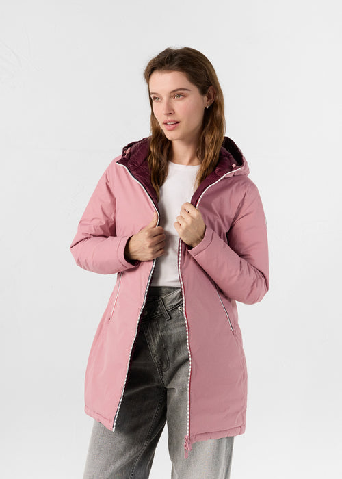 Long reversible jacket Antique pink/black cherry Verone - JOTT UK - 3