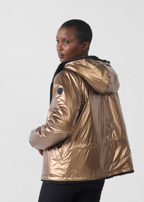 Fake fur down jacket Black Zora - JOTT UK - 4