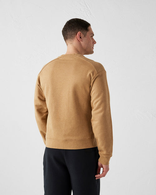 Tawny brown Alphonse bi-fabric round-neck sweatshirt - JOTT UK - 4