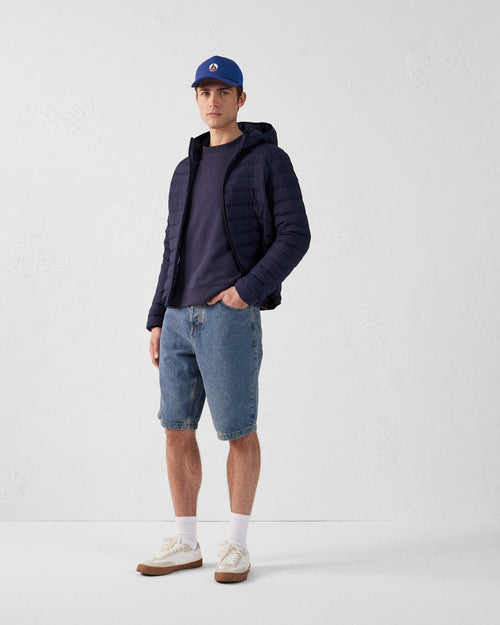 Navy Alphonse bi-fabric round-neck sweatshirt - JOTT UK - 5