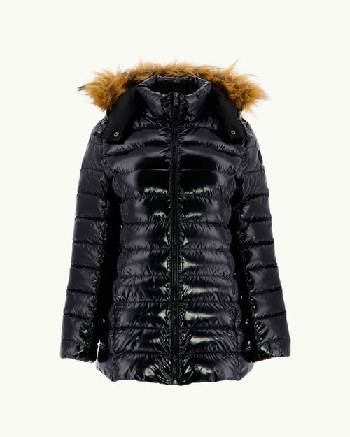 Grand Froid Perle Black lacquered mid-length jacket - JOTT UK - 2
