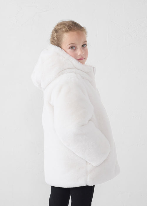Fake fur hooded jacket White Agathe - JOTT UK - 4
