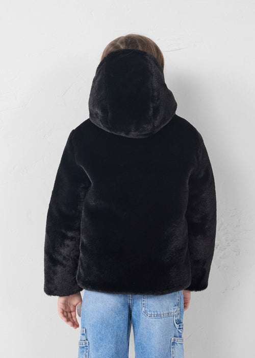 Fake fur hooded jacket Black Agathe - JOTT UK - 4