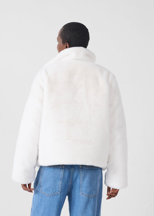 Fake fur down jacket White Olga - JOTT UK - 4