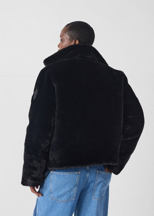 Fake fur down jacket Black Olga - JOTT UK - 3