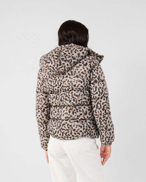 Great Cold jacket puffer Leopard beige Prague print - JOTT UK - 4