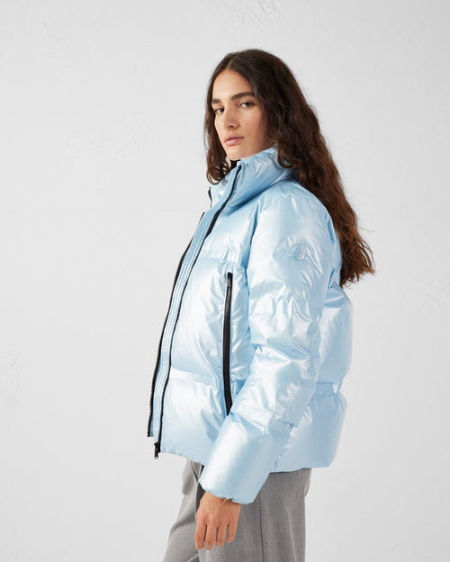 Flake metallic puffer-style down jacket Glacial blue - JOTT UK - 5