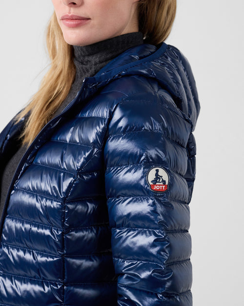 Lightweight hooded down Jacket Shiny navy Cloe - JOTT UK - 5