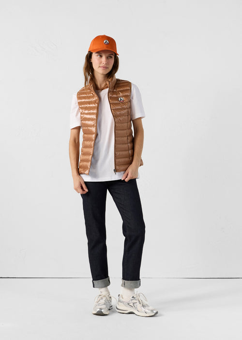 Lightweight sleeveless down jacket Shiny Brown sugar Seda - JOTT UK - 5