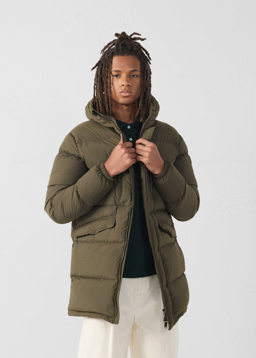 Great cold stretch mid-length down jacket Army Scott - JOTT UK - 3