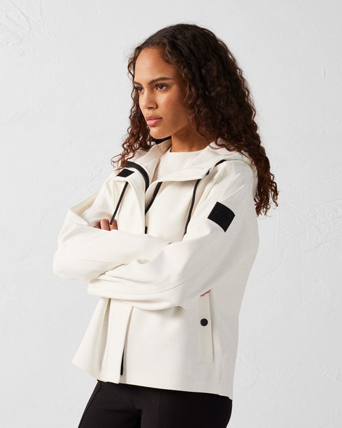 White Bi-fabric short jacket oversized Ellen - JOTT UK - 3