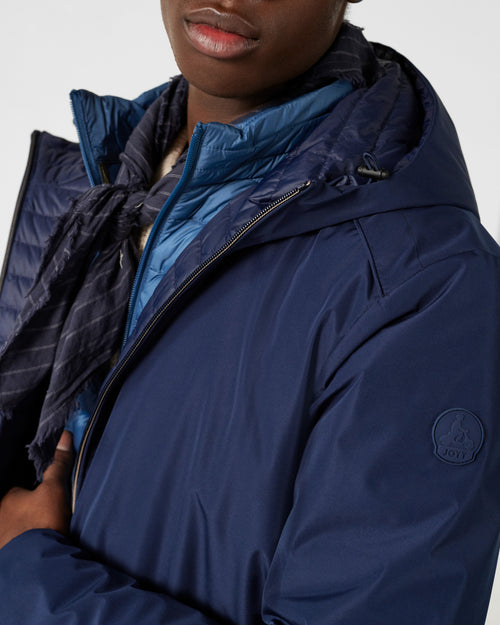 Navy Boris ultralight long jacket with hood - JOTT UK - 5
