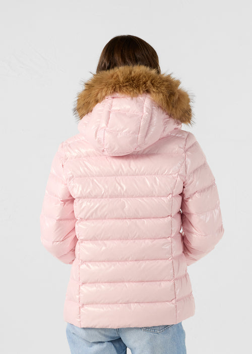 Great cold lacquered hooded jacket Petal pink Luxe - JOTT UK - 4