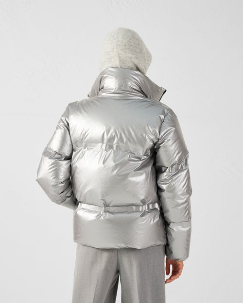 Flake metallic puffer-style down jacket Silver - JOTT UK - 4