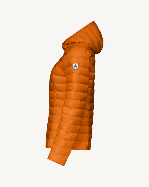 Burnt orange Cloe lightweight hooded puffer jacket - JOTT UK - 2