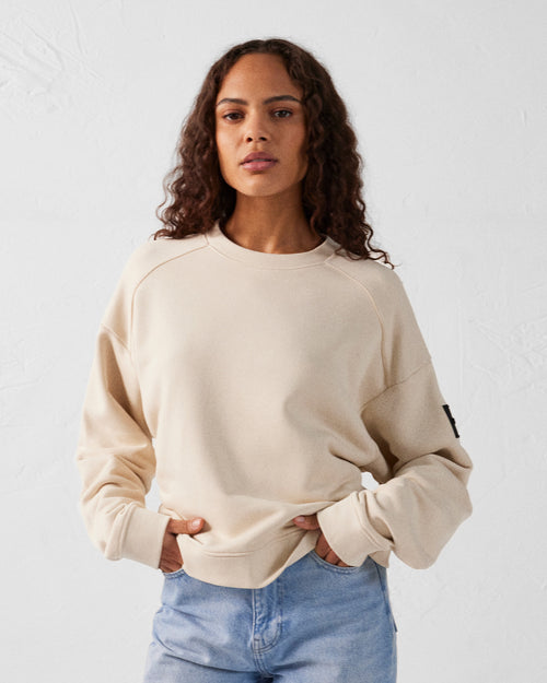 Bleached sand Round-neck bi-fabric sweatshirt Pinako - JOTT UK - 3