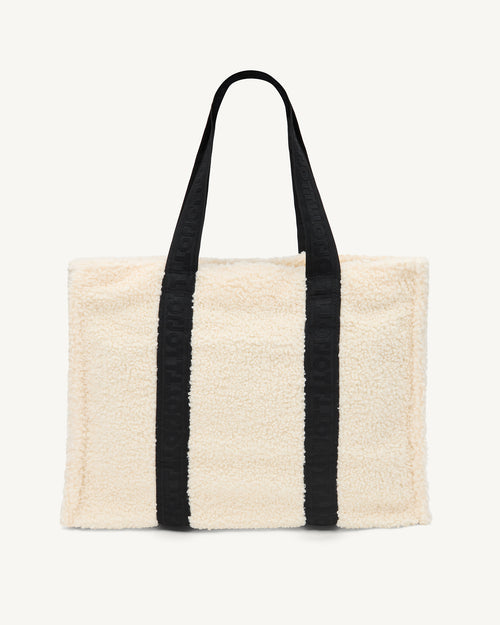 Aurora sherpa fleece shopper bag Ivory - JOTT UK - 2