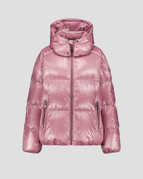 Great cold puffer padded jacket, shiny Dusty rose Quinn shiny - JOTT UK - 2