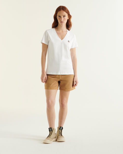 White Cancun 2.0 plain organic cotton V-neck T-shirt - JOTT UK - 5