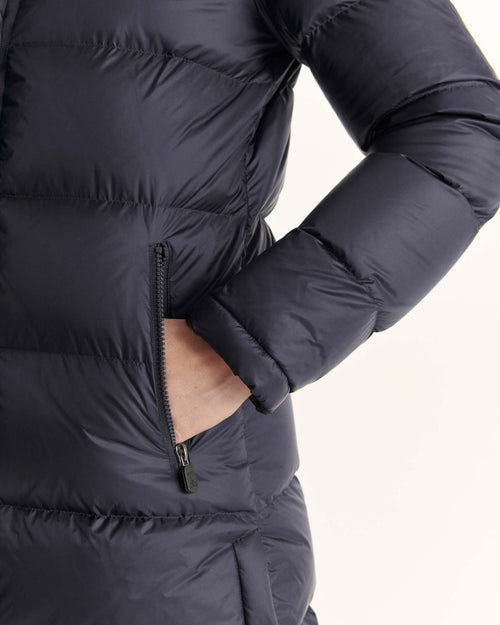 Long hooded down jacket Navy Karachi - JOTT UK - 5