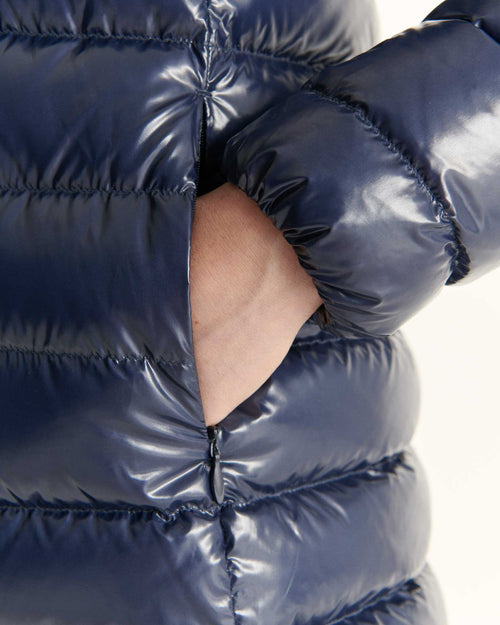 Grand Froid Navy Perle lacquered mid-length jacket - JOTT UK - 3