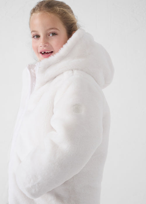 Fake fur hooded jacket White Agathe - JOTT UK - 5