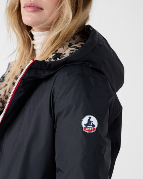 Reversible jacket Black/leopard beige Bergame print - JOTT UK - 4
