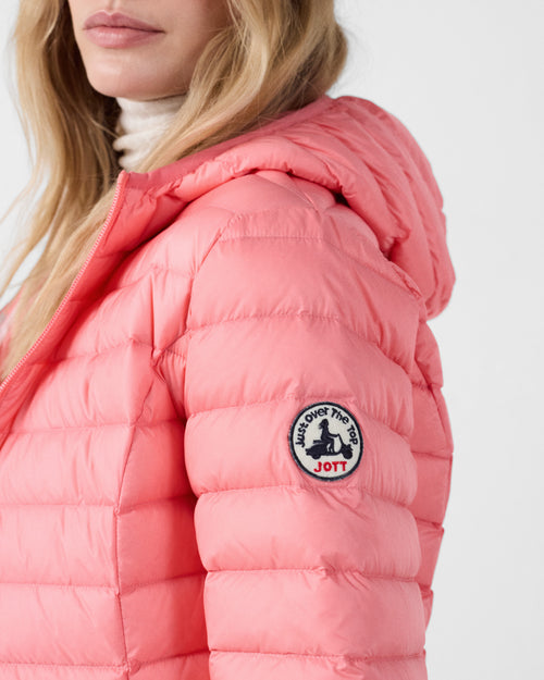 Lightweight hooded down jacket Vibrant fuchsia Cloe - JOTT UK - 5