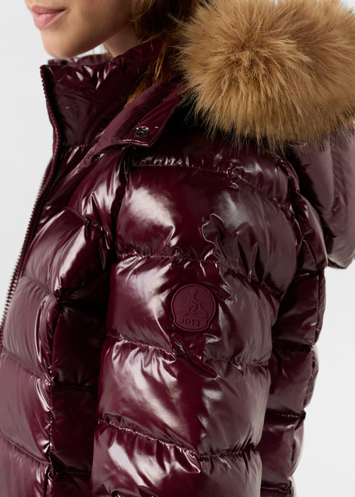 Grand Froid Perle Dark cherry lacquered mid-length jacket - JOTT UK - 4