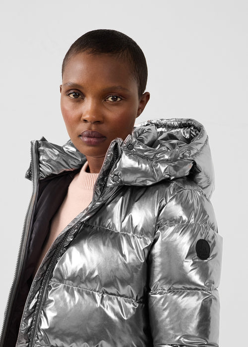 Great cold puffer-style jacket Antique silver Prague metallic - JOTT UK - 4