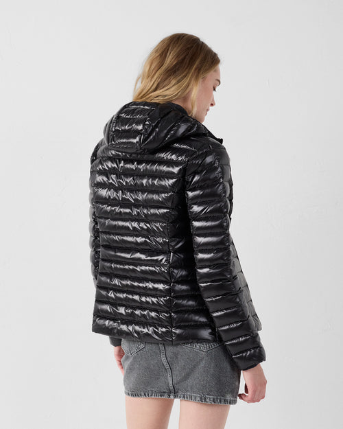 Lightweight hooded down jacket Shiny Black Cloe - JOTT UK - 4