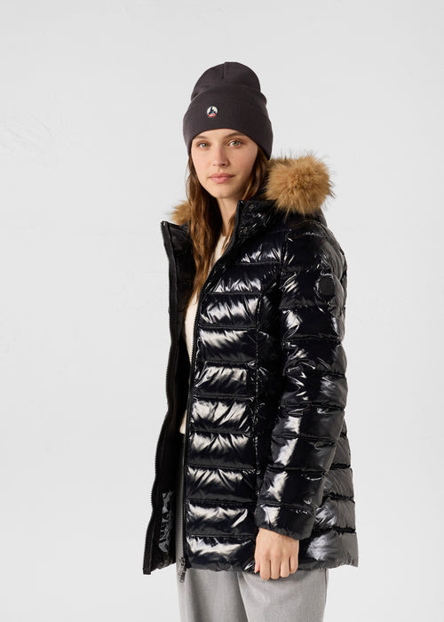 Grand Froid Perle Black lacquered mid-length jacket - JOTT UK - 3