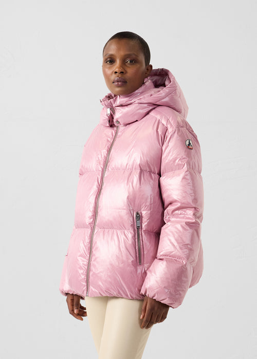 Great cold puffer padded jacket, shiny Dusty rose Quinn shiny - JOTT UK - 3
