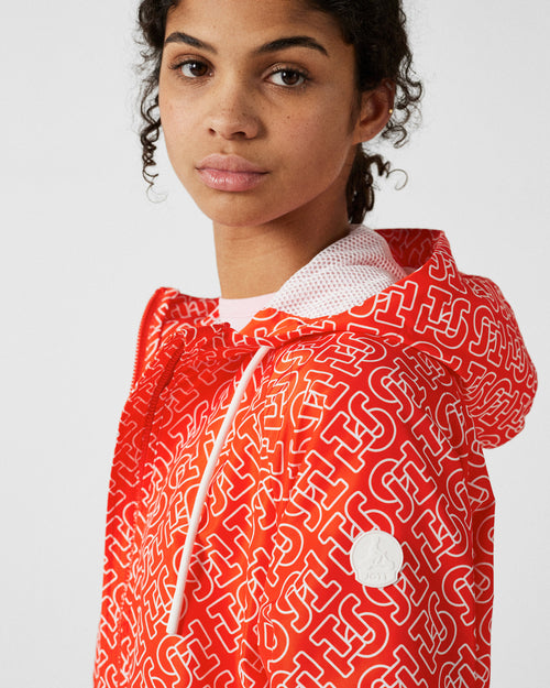 Mono flame red Alize monogram lightweight hooded windbreaker jacket - JOTT UK - 5