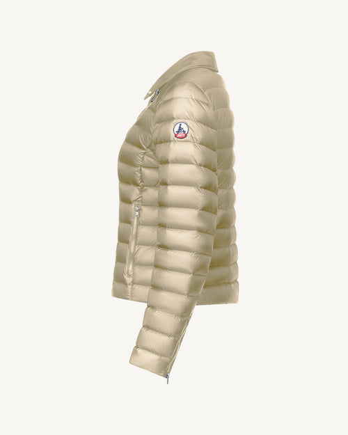 Emily leather biker-style down jacket Beige - JOTT UK - 2