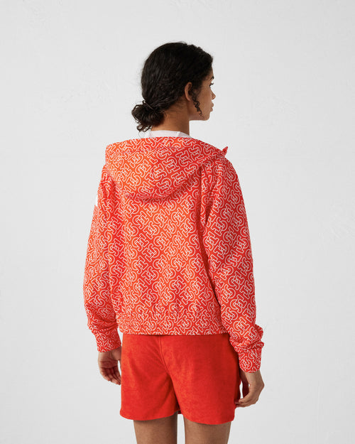 Mono flame red Alize monogram lightweight hooded windbreaker jacket - JOTT UK - 4