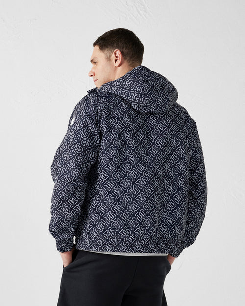Mono navy Storm monogram windproof jacket with hood - JOTT UK - 4