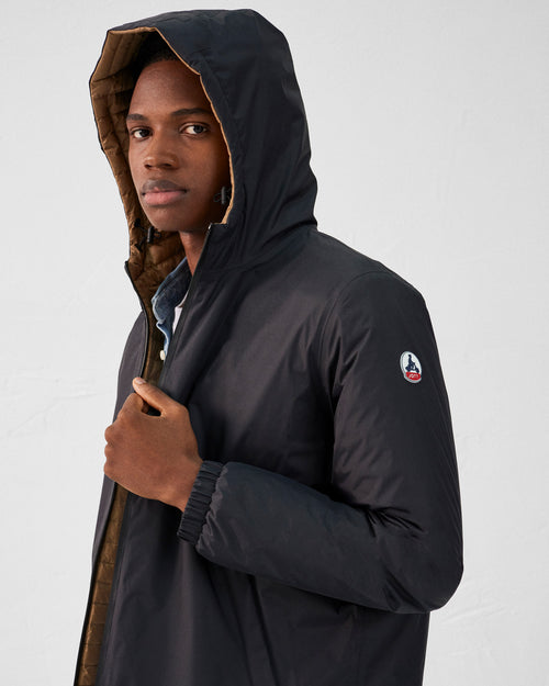 Black/Tawny brown Reversible ultralight long jacket Morrison - JOTT UK - 5