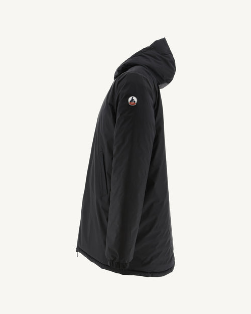 Black/Soft grey Amsterdam long reversible hooded puffer jacket - JOTT UK - 4