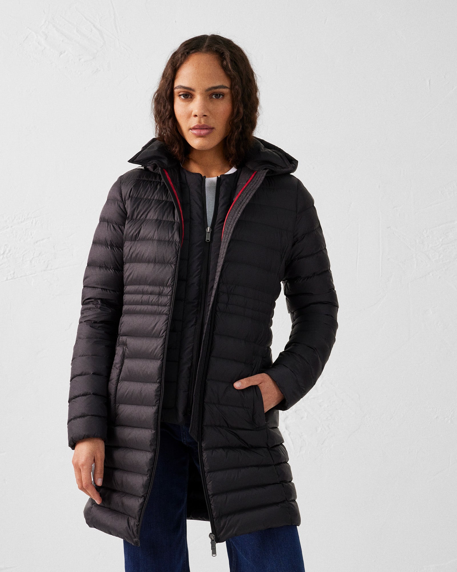 【JOTT LADY'S JACKET VERO｜J999 BLACK】 Black Vero long hooded puffer jacket – JOTT UK