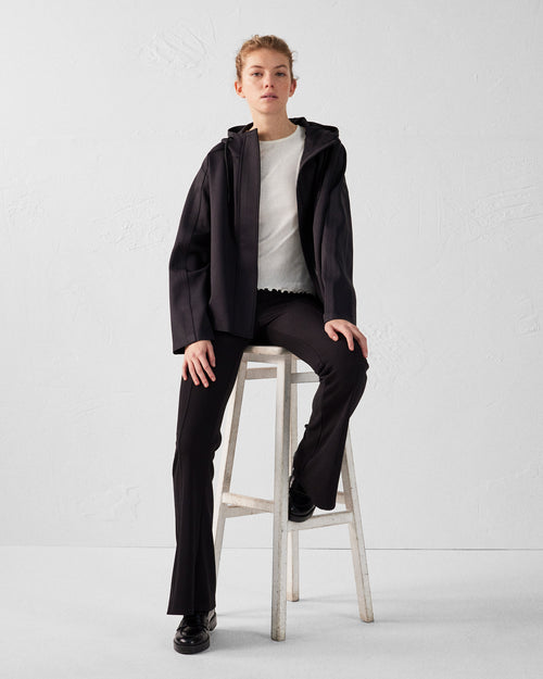 Black Bi-fabric short jacket oversized Ellen - JOTT UK - 3