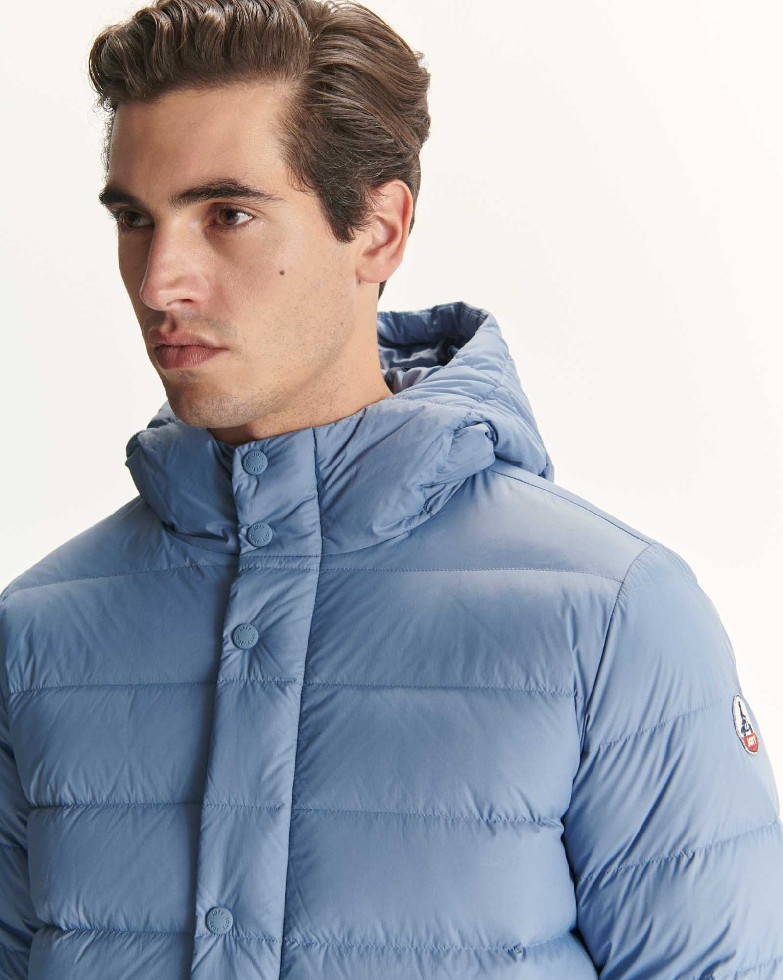 Blue washed Jorge hooded puffer jacket JOTT UK