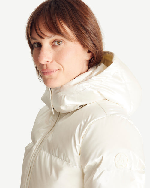 Pearl white Tanya Glossy Extreme Cold iridescent down jacket - JOTT UK - 3