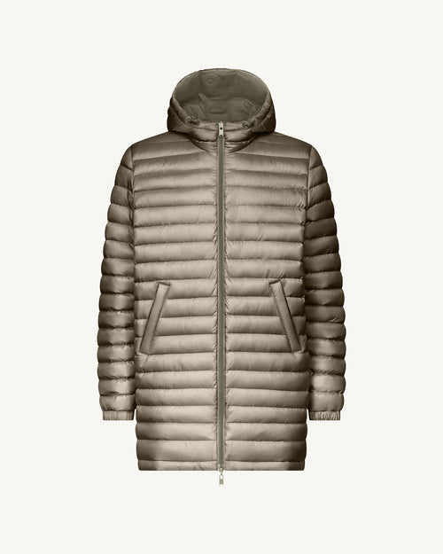 Army/Beige Amsterdam 2.0 long reversible hooded puffer jacket reversible hooded - JOTT UK - 2