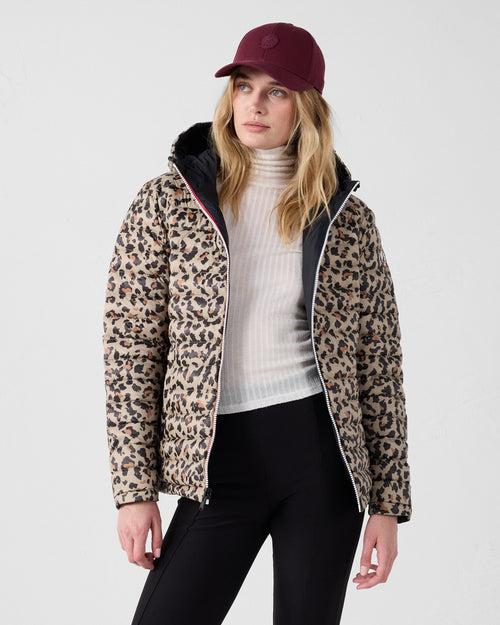 Reversible jacket Black/leopard beige Bergame print - JOTT UK - 5
