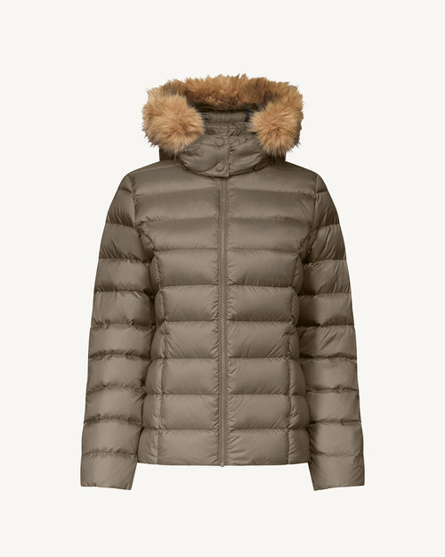 Luxe Extreme Cold hooded down jacket Taupe - JOTT UK - 2