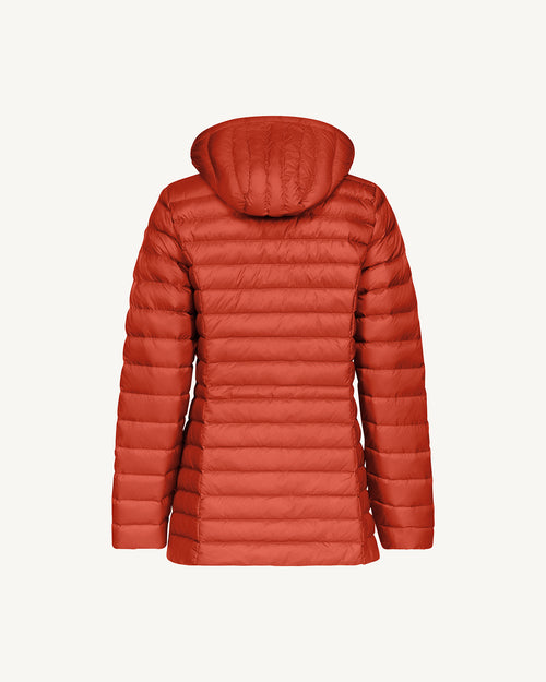 Intense rust Nour 2.0 mid-length hooded puffer jacket - JOTT UK - 4