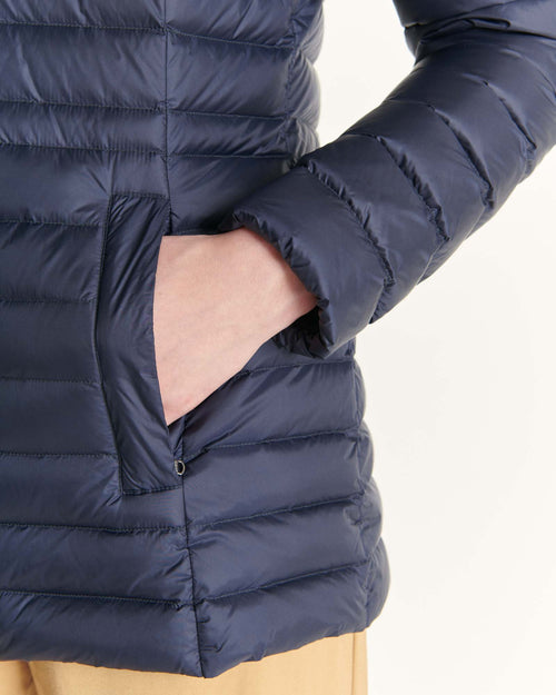 Navy Nour 2.0 mid-length hooded puffer jacket - JOTT UK - 5